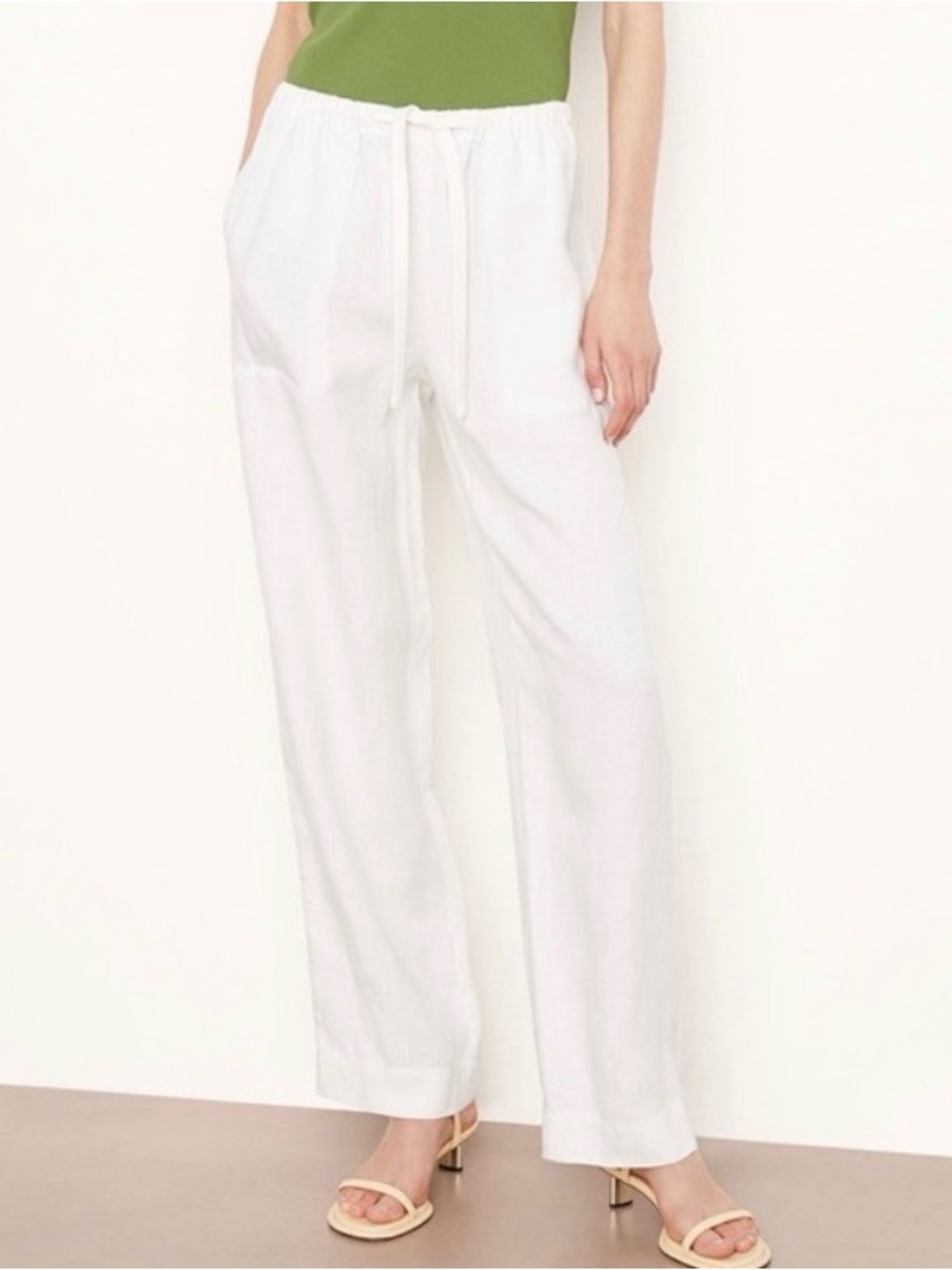 Vince Tie Front Pull On Hemp Pants in White Size XS